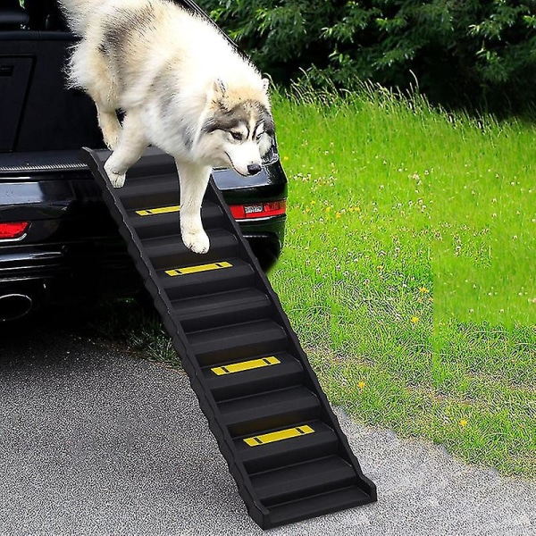 Svart Vikbar Bärbar Hundtrapp Ramp