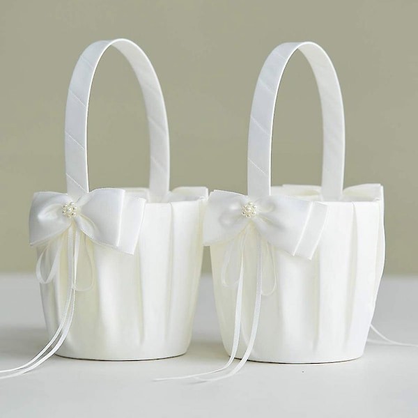 2 st Blommaflickebaskets för Bröllop Söta Rosettdesign Flickebasket, romantisk Rosett Partyblomma