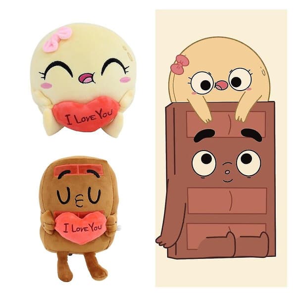 Choco og Pancake Forelsket Plussj Hjerte Leke Stoffdyr Plushie Gave Dekor