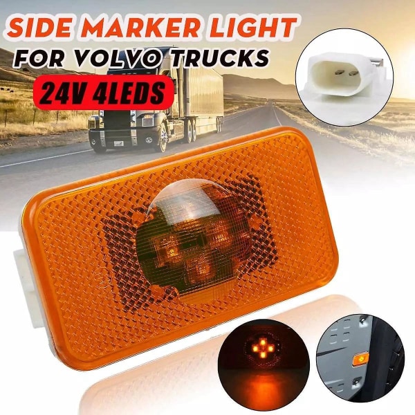 24v bil lastebil Led sidemarkeringslys gul indikatorlampe 4 led for lastebiler /