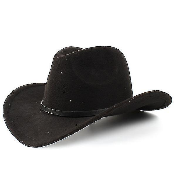 Unisex Voksen Wool Cowboy Western Hat Wide Rim Cap Winter Warm (svart) A