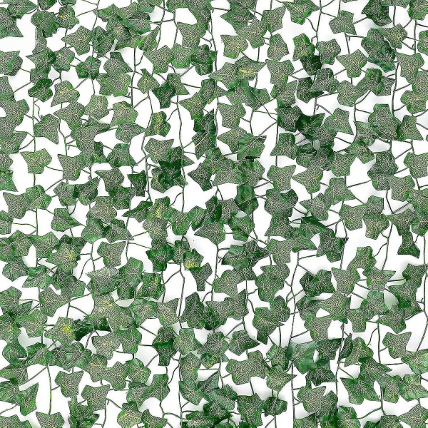 12 bitar av falsk murgröna falsk rotting, silk murgröna krans grön växt konstgjord grön hängande växt vinstockar, lämplig för bröllopsvägg, festrum, hemkök