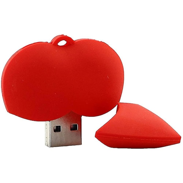 64 Gt USB 2.0 Flash Drive Silikonipunainen Sydämenmuotoinen peukalomuistitikku