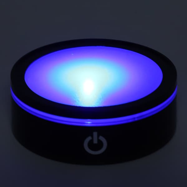 LED Base Krystall Sort Flat Touch Multi Mode Fargerikt Hvitt Lys 3D Innvendig Utskjæring Laser Base