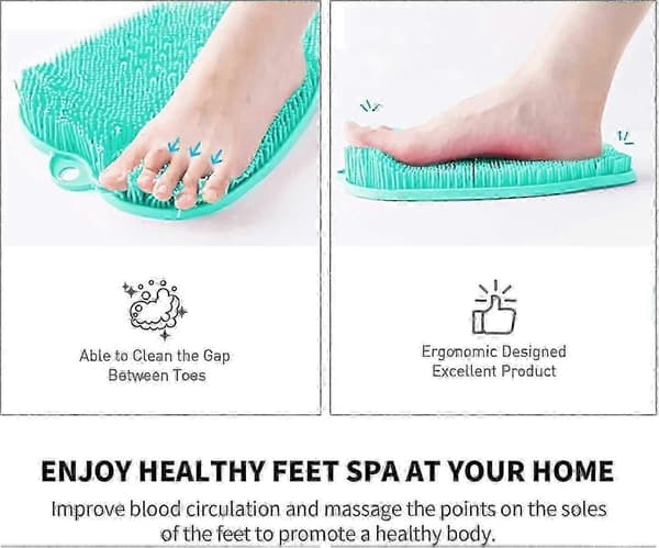 Duschfotmassageborste - Halkfria silikonsugkoppar, grön