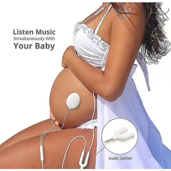 Babymage-hodetelefoner  Spiller og deler musikk, lyd og stemmer til livmoren  Premium Babymage-høyttalersystem (hvit)