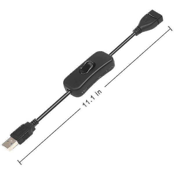 2 stk USB Switch Kabel (0,3 m), USB Tænd/Sluk Switch, USB Kabel med Switch, USB Forlænger