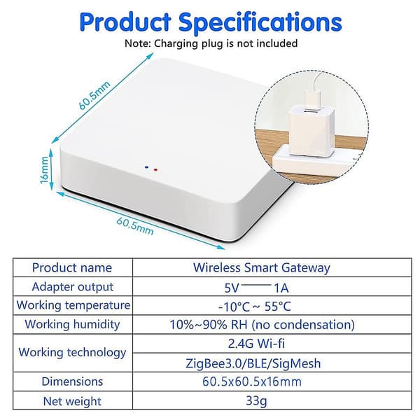Tuya Smart Gateway Hub Multi-läge Smart Home Bridge Wifi Bluetooth Zigbee Fjärrkontroll Fungerar Med