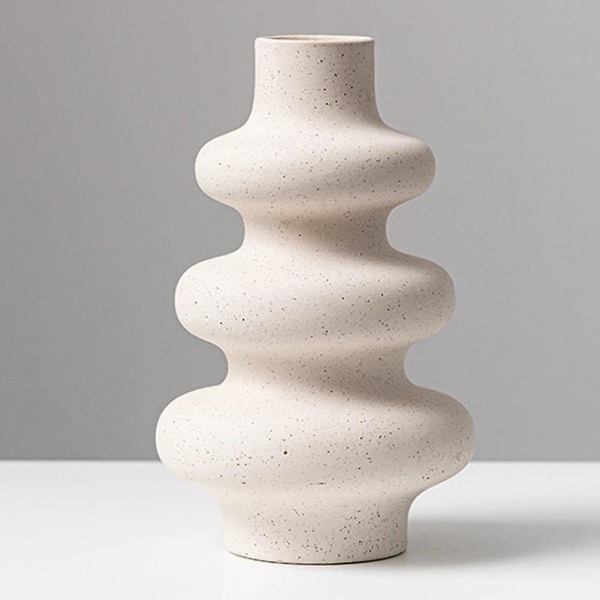 Nordisk Keramik Vase Beige Potte Boligindretning Blomsterdekoration Have Stue Kontor Skrivebordsindretning