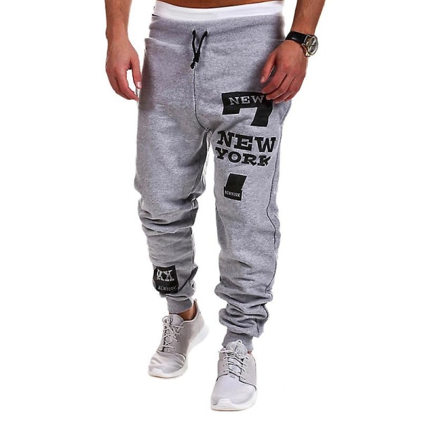 Herre træningsdragt Bukser Gym Jogger Joggingbukser Light Gray 2XL