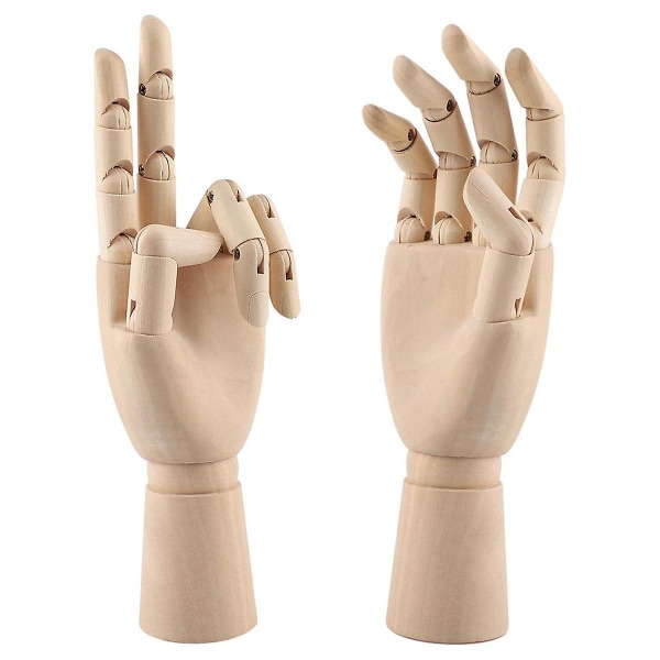 Håndmodell av tre, 2 stk, 12 tommer venstre og kunstmannekengfigur med for håndsmykkevisning, De