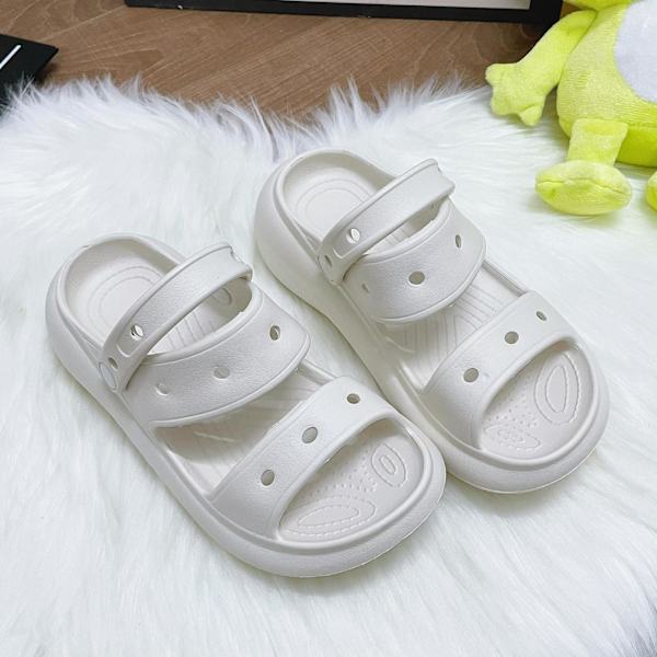 Trendiga Sandaler i Enfärgad Design, Andningsbara, Öppna Tår, Lätta och Bekväma, Halksäkra Sandaler för Inomhus, Utomhus och Strand, Sommar White 24-25