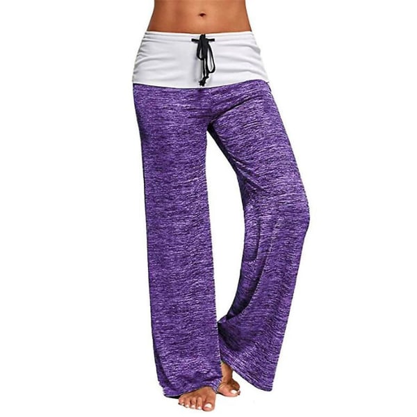 Dame Snøring Casual Yoga Bukser Pustende Gym Sport Pilates Langbukser Purple S