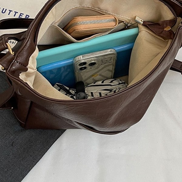 Damehåndtasker, skoletasker, lædertasker, vintage skuldertasker, rygsække, dobbeltsidede pendlertasker sorte