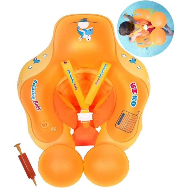 Swimming Float, Learn to Swim Inflatable Trainer - Adjustable Inflatable Pool Float, Swimming Ring (includes an air pump) (3-12 Months,Orange)