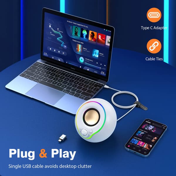 2.0 Datorhögtalare - CREATIVE - Bluetooth 5.3 - USB-C - Anpassningsbar RGB-belysning