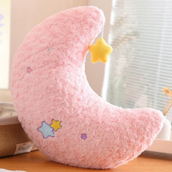 2 Stykker Plys Pyntepuder Stjerne Måne Pyntepuder, Søde Komfortable Pyntepuder, Puder Dekorative Sæder (Pink)