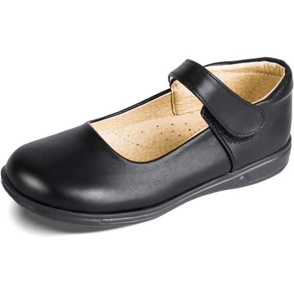 Girls School Shoes Black Leather Uniform Shoes Kids Loafers Mary Jane Flats Casual Shoe with Anti-Slip Sole for Dress Party Wedding