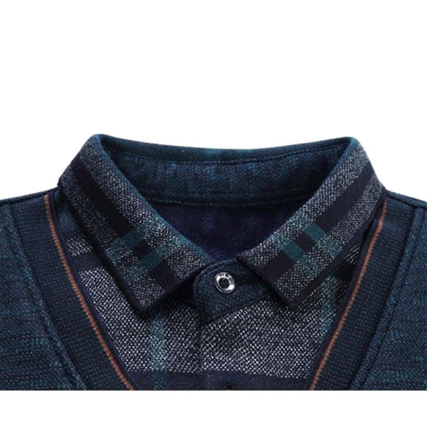 Klassisk bluse herre efterår vinter business casual strikket sweater med skjortekrave Premium