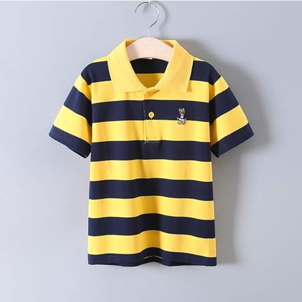 Drengenes Kortærmet Polotrøje Sommerstribet T-Shirt Lapel Bomulstop til Børn 1-13 År Stripe6 20