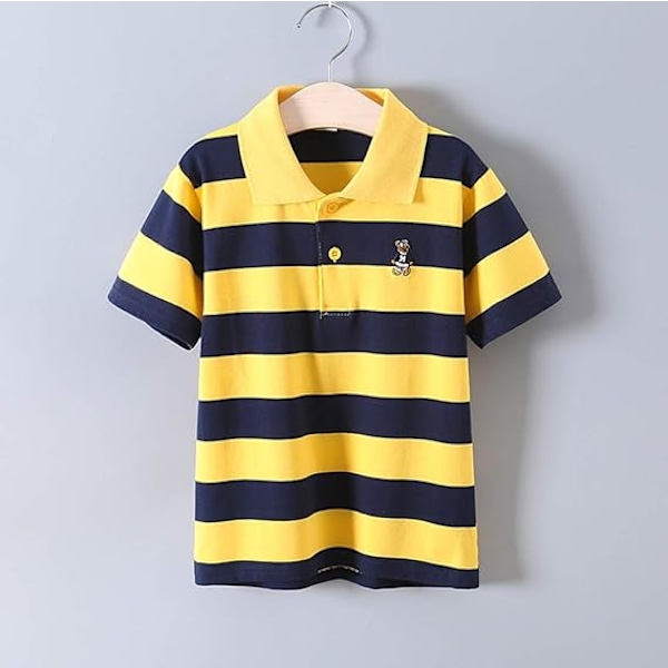Poloshirt med korta ärmar för pojkar, sommarrandig T-shirt med krage, bomullsöverdel för barn 1-13 år Stripe6 20