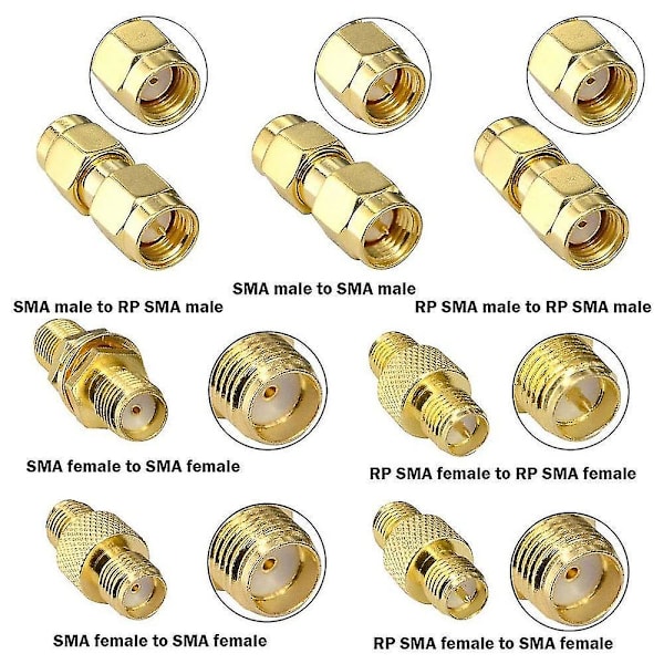 15 kpl Type Rf Antenniadapterisetti Sma-liittimellä Sma Uros Naaras Muunnin Wifi-antennin Jatkeeksi C
