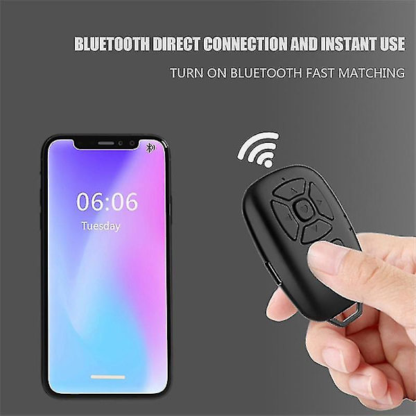 2024 Bluetooth Fjernbetjening Selfie Kamera Lukkerudløsning Mobiltelefon Knap E-bog Vend Side Foto W