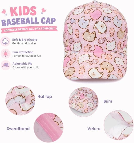 Baseballcaps for små jenter Søt truckerhatt for barn Rosa solhatt