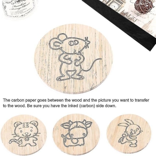 100 stykker karbonpapir, sort grafitpapir, til overførsel af mønstre på træ, papir, lærred og OT