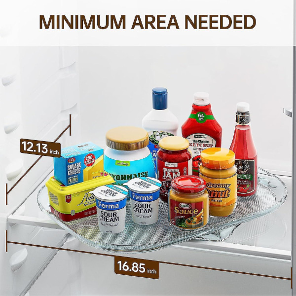 Lazy Susan Drejeskive Organizer Til Køleskab, 15.67'' Klar Rektangulær Køleskabsorganizer Opbevaring, Til Pantry, Køkken, Bordplade Transparent