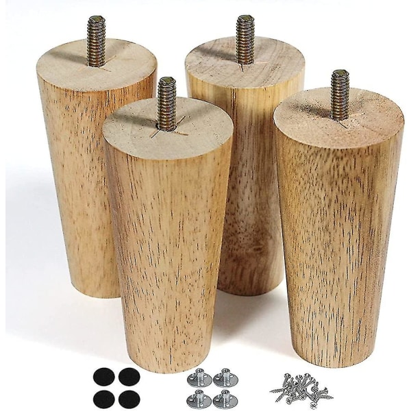 Trämöblersben Set med 4 soffben 5 tums klarlackerade byråben för soffskåp