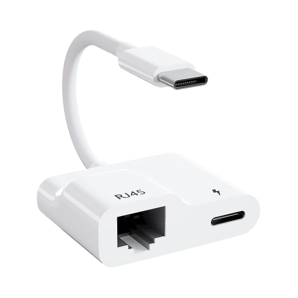 USB-C til Ethernet Adapter, USB Type-C til RJ45 Gigabit Ethernet LAN Adapter med PD 60W oplader, til