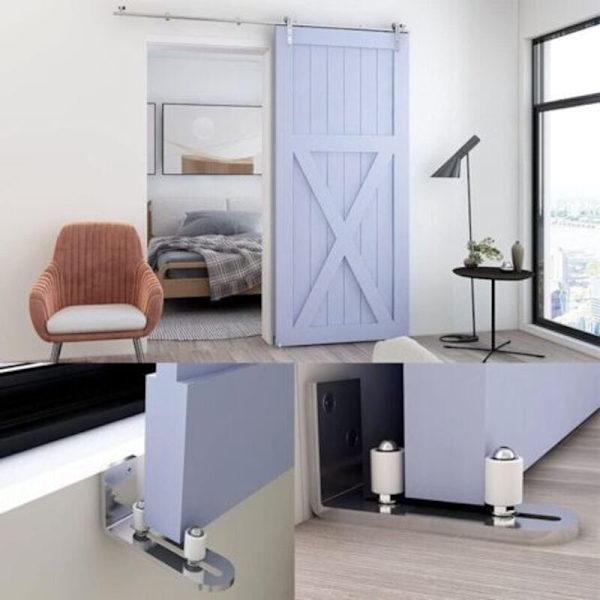 Skydedørsrullestyr - Rustfrit stål - Justerbart - Med skruer - Til stalddøre - Sølv