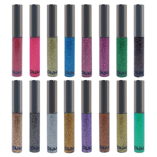 16 Farger Flytende Fargerik Diamant Glitter Eyeliner Lysende Skinnende Perlemorøye