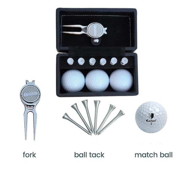11 delers golfgavesett med 6 golfpinner 3 golfballer 1 verktøy for restaurering av torv lærveskesett Golftreningstilbehør