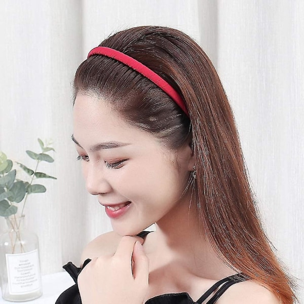 Satängklädda pannband Tänder kamma hårbåge Huvudbonadstillbehör för flickor kvinnor (2 st, ljusrosa + vinröd)