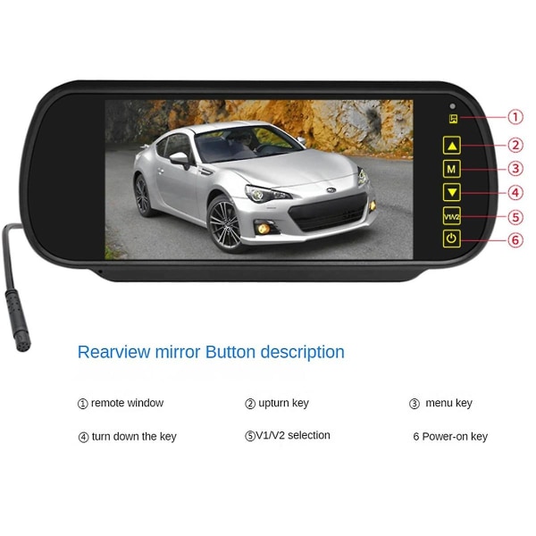 7-tommers bil-LCD-speilskjerm Parkeringsskjerm 2 AV-inngang Auto Display Assist for ryggekamera