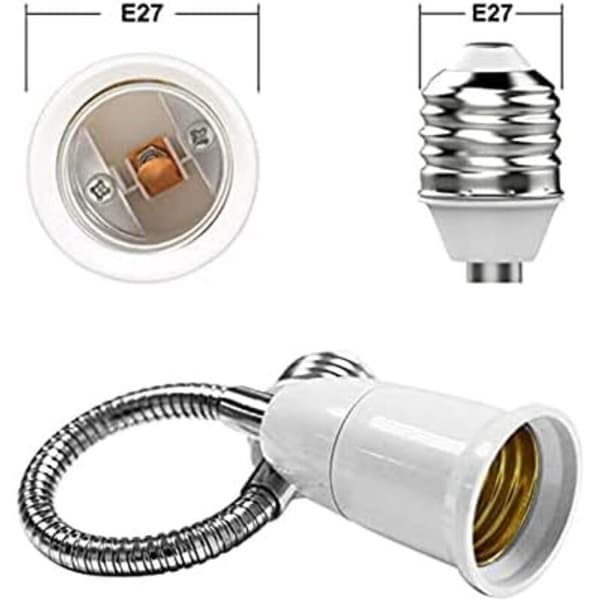 195 mm 4-delt E27 til E27 forlængerledning. Lampeadapterforlænger. Pæreforlænger. Grænsefladekonvertering til pærer og belysning