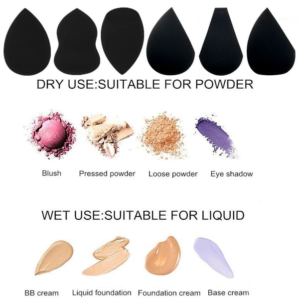 Black Mark cylindrisk beauty blender, sort dråbeformet stempel tresidet makeup svamp puff