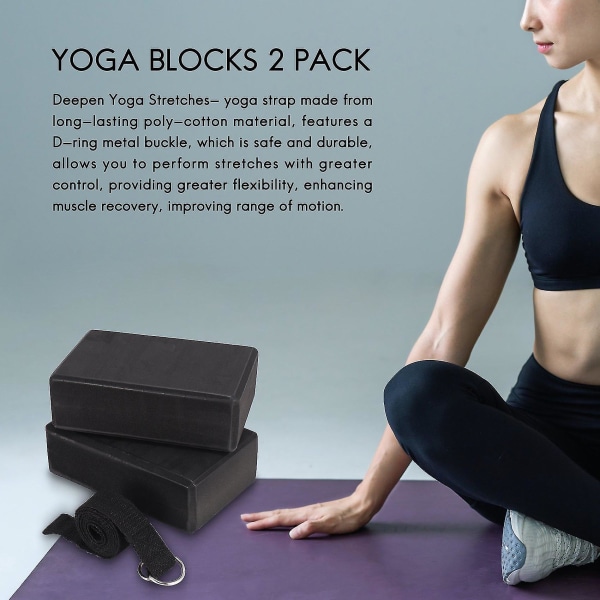 Yogablok og yogaremsæt Skumblødt ikke-yogablokke Universal stræk og træning Black-haoyi