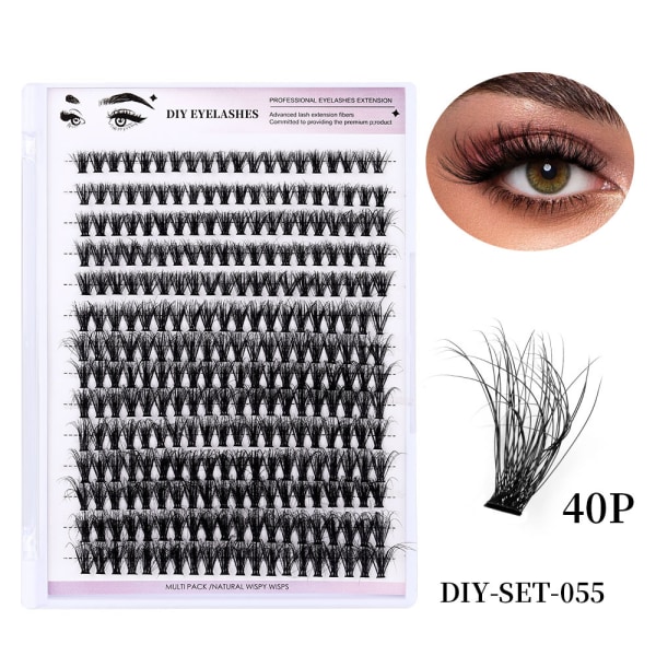 Individuella falska ögonfransar - Set Natural Volume Lashes - 40p Svart
