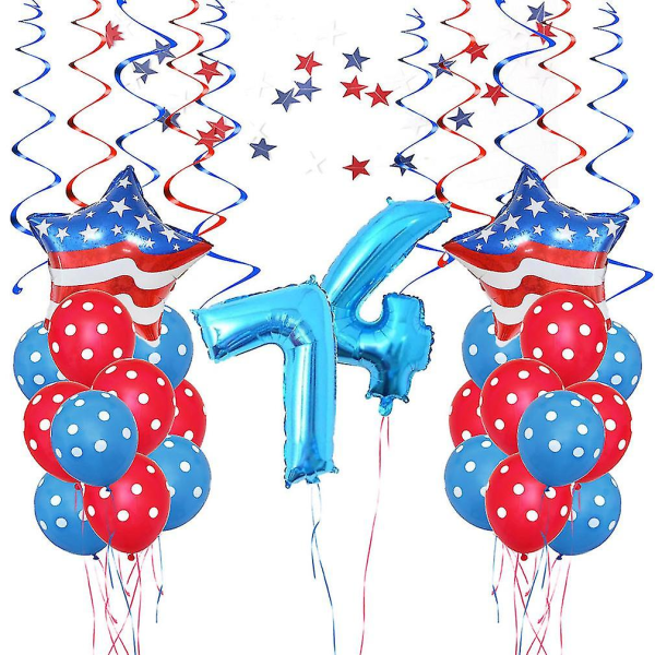 37st Independence Day Ballong Kit Latex Folie Ballonger Hängande Virvlar För Festival