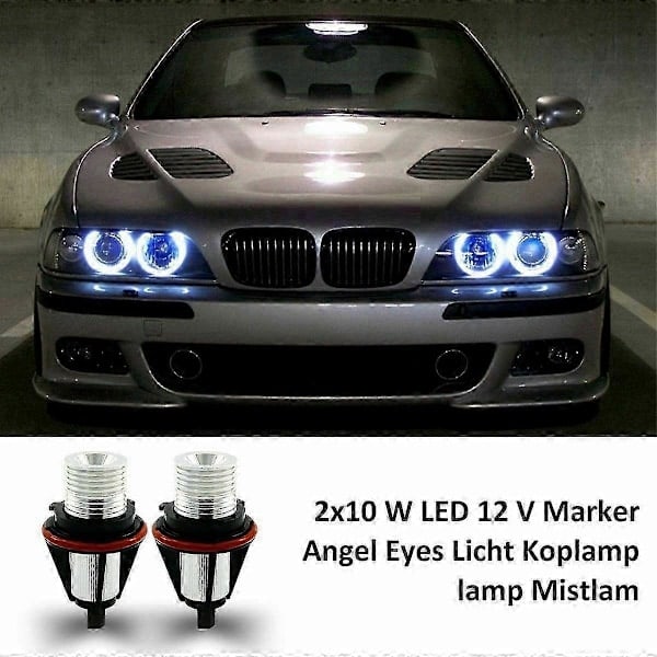1 Par 8000K Vita LED Angel Eye Logotyp Ljus Ring Lampor för E39 E53 E60 E63 E64 E66 E87 5 6 7 X3 X5