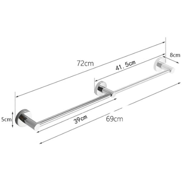 Justerbart håndklestativ 39 til 69 cm. Veggmontert håndklestang til bad. SUS304 rustfritt stål.