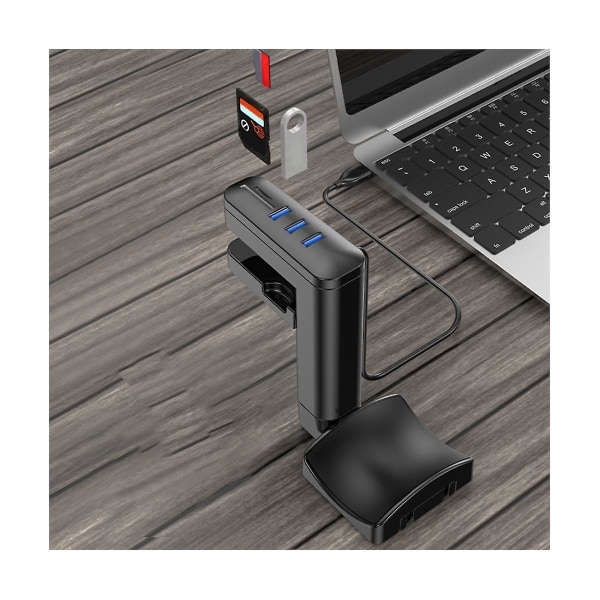 Hovedtelefonbeslag Drejeligt monteret PC Headset Display Stand Holder med USB-porte Hub under skrivebordets øreprop