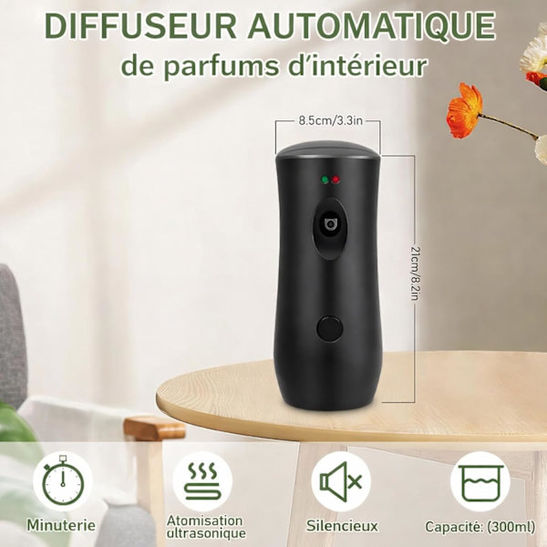 6-pak automatiske duftdiffusere – aerosoldispensere til 300 ml genopfyldninger.