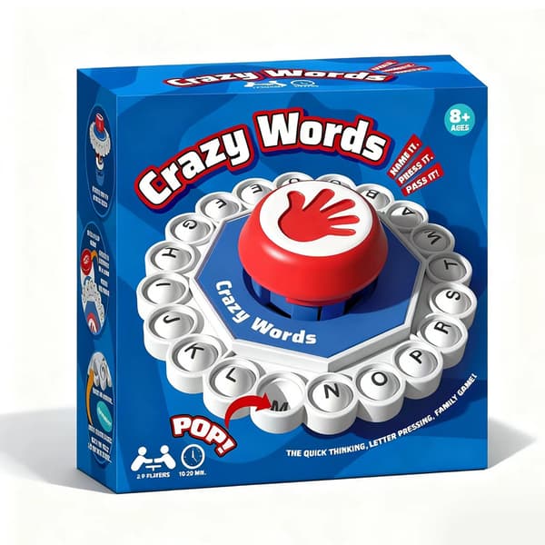 Crazy Letter Word Press -lautapeli, nopeatempoinen perhejuhlapeli