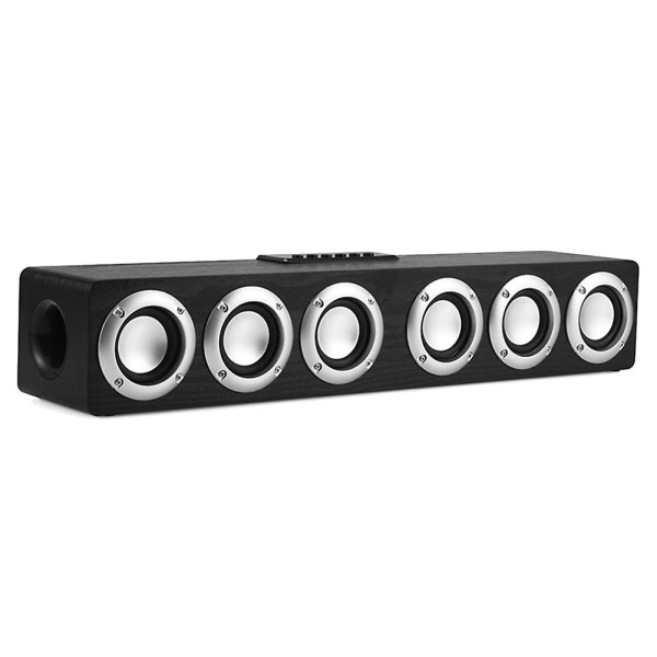 Trähögtalare Bluetooth högtalarbox Hemmabiosystem Bashögtalare för högtalare med Subwoofer Soundbar (svart)