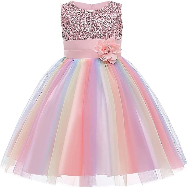 Tyttöjen juhlamekko Prinsessa Paljetti Rainbow Tylli Kukka Tytölle Häät Syntymäpäivä Lasten Juhlalahja