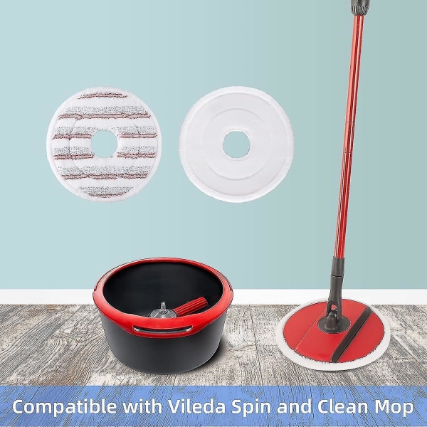 3st Mop Refill För Vileda Spin And Clean Mop - Byte av spinnmopphuvud - Tvättbar återanvändbar mikrofibermopphuvud Byte för rengöring av golv Röd